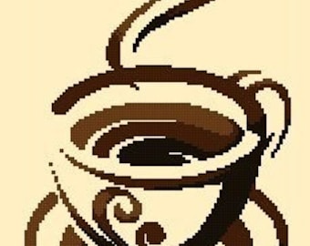 Coffee -For The Love -Silhouette Coffee Design in Cross Stitch PDF Downloadable Pattern