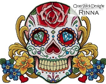 Sugar Skull - Face of Summer -Cross Stitch Pdf Pattern