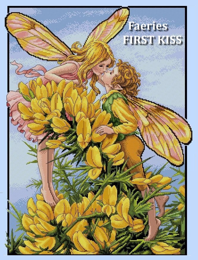 Faeries first Kiss cross Stitch PDF Pattern Etsy