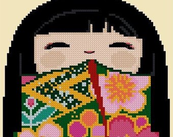 Cute Kokeshi Doll KAZUKO - Cross Stitch Pdf Pattern