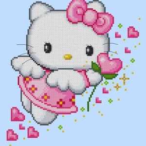 Cute Kitty Fairy of Love -Cute Designs -PDF Cross Stitch Downloadable Pattern