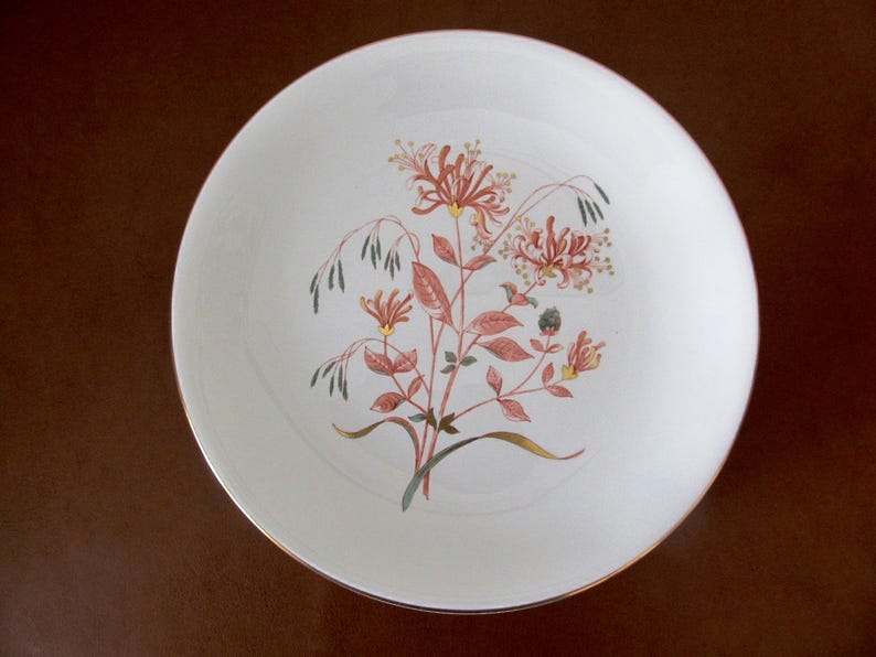 Vintage Bone China W4217 Six Wedgwood Honeysuckle Rust Dinner Plates Gift Made in England