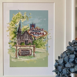 Kleine Kirche des Westens Las Vegas Kunstdruck - Kleine Kirche des Westens Hochzeitsgeschenk - Personalisierter Las Vegas Hochzeitskunstdruck - Giclée Druck