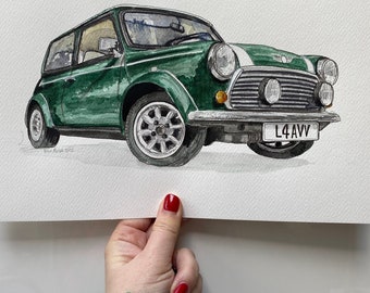 Hand Painted Watercolour Car Illustration - Custom Car Portrait - Car Wall Art - Original Car Painting - Car Lover - Classic Car Artwork