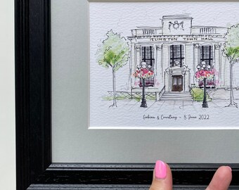 Personalised Islington Town Hall Giclee Art Print  - Hand Drawn Print - Made to Order - Islington Town Hall  - Wedding Venue Illustration