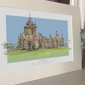 Personalised Elvetham Hotel, Hampshire Art Print - Elvetham Hotel Wedding Venue - Hampshire Wedding Art - Elvetham Hotel Wedding Present
