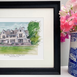 Personalised Dromquinna Manor Ireland Giclee Art Print - Wedding Venue - Wedding Wall Art - Dromquinna Manor Wedding Present - Watercolour