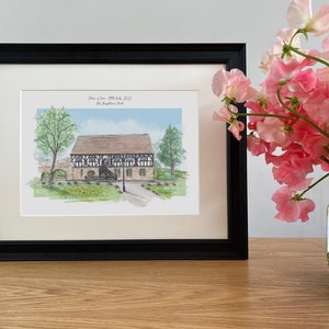 Lámina giclée personalizada del Hospitium de York - Ilustración del Hospitium de York - Ilustración de boda en York dibujada a mano - Lámina artística personalizada en York