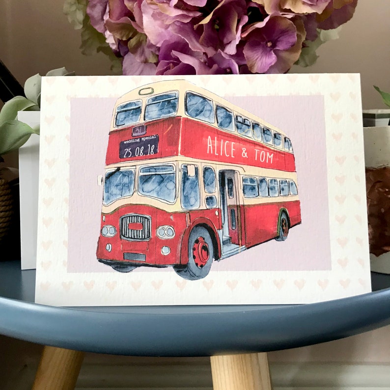 Personalised Wedding Bus Congratulations Card Wedding Bus Wedding Card Wedding Day Card