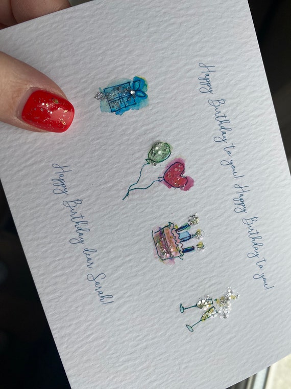 Geburtstagskarte Für Neffen Mit Silberfolie & Aquarell-Look – Musikkarte Mit Persönlichem Design
