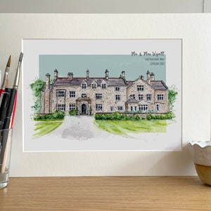 Personalised Cefn Tilla Court, Wales Art Giclee Print - Cefn Tilla Court Wedding Venue - Wedding Wall Art - Cefn Tilla Court Wedding Present