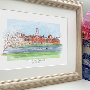 Gepersonaliseerde Harvard University Giclee Art Print - Harvard Massachusetts - aquarel illustratie - Harvard University afstudeercadeau -