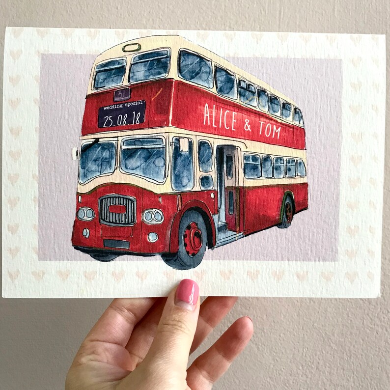 Personalised Wedding Bus Congratulations Card Wedding Bus Wedding Card Wedding Day Card