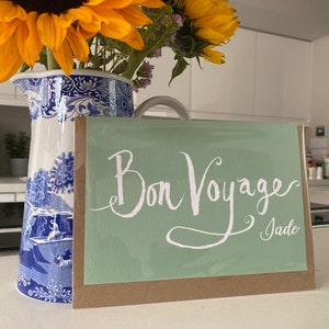 Personalisierte 'Bon Voyage' Karte - Abschiedskarte - Sorry You're Leaving Karte - Viel Glück - Umzugskarte - Bon Voyage Hand Lettering Card
