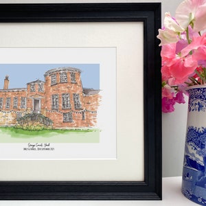 Grays Court York Impresión de arte Giclee personalizada - Ilustración de York - Obra de arte de boda dibujada a mano -Impresión de arte personalizada - Grays Court York