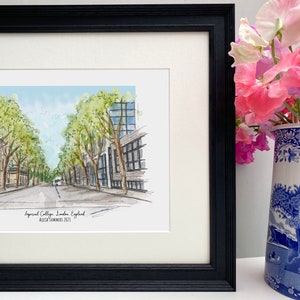 Gepersonaliseerde Imperial College Giclee Art Print - aquarel illustratie - Imperial College Kensington London - afstudeercadeau universiteit