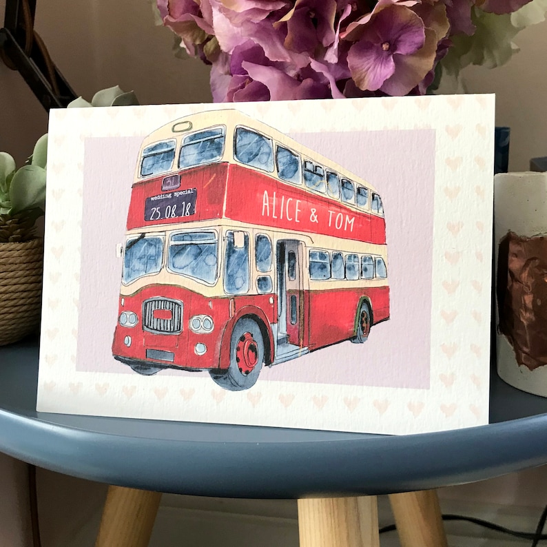 Personalised Wedding Bus Congratulations Card Wedding Bus Wedding Card Wedding Day Card