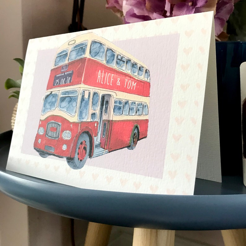Personalised Wedding Bus Congratulations Card Wedding Bus Wedding Card Wedding Day Card