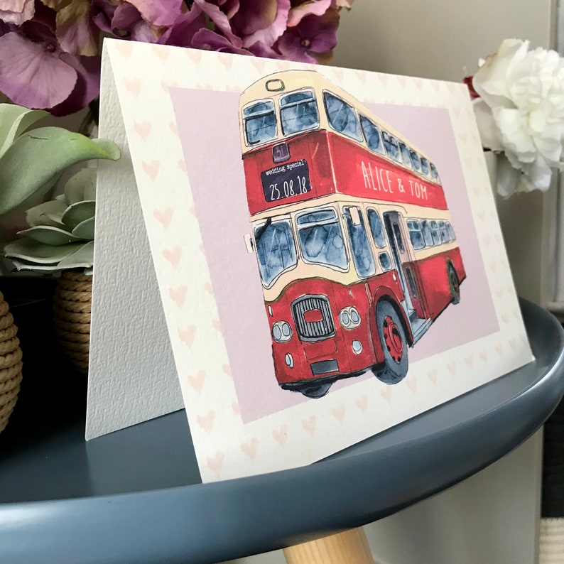 Personalised Wedding Bus Congratulations Card Wedding Bus Wedding Card Wedding Day Card