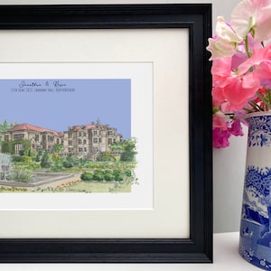 Personalised Fanhams Hall Hertford Giclee Art Print - Watercolour Illustration - Made to Order - Fanhams Hall Wedding Gift - Anniversary Art