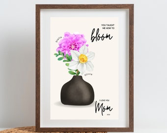 Printable Mother's Day Gift - Personalized Mother's Day Gift Custom Bouquet Flowers Grandmas Garden Printable Gift for Mom Last Minute Gift
