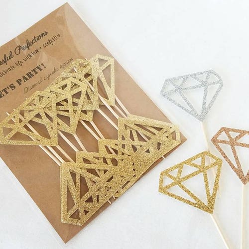 Bridal Shower Cupcake Toppers Diamond Ring Toppers Etsy