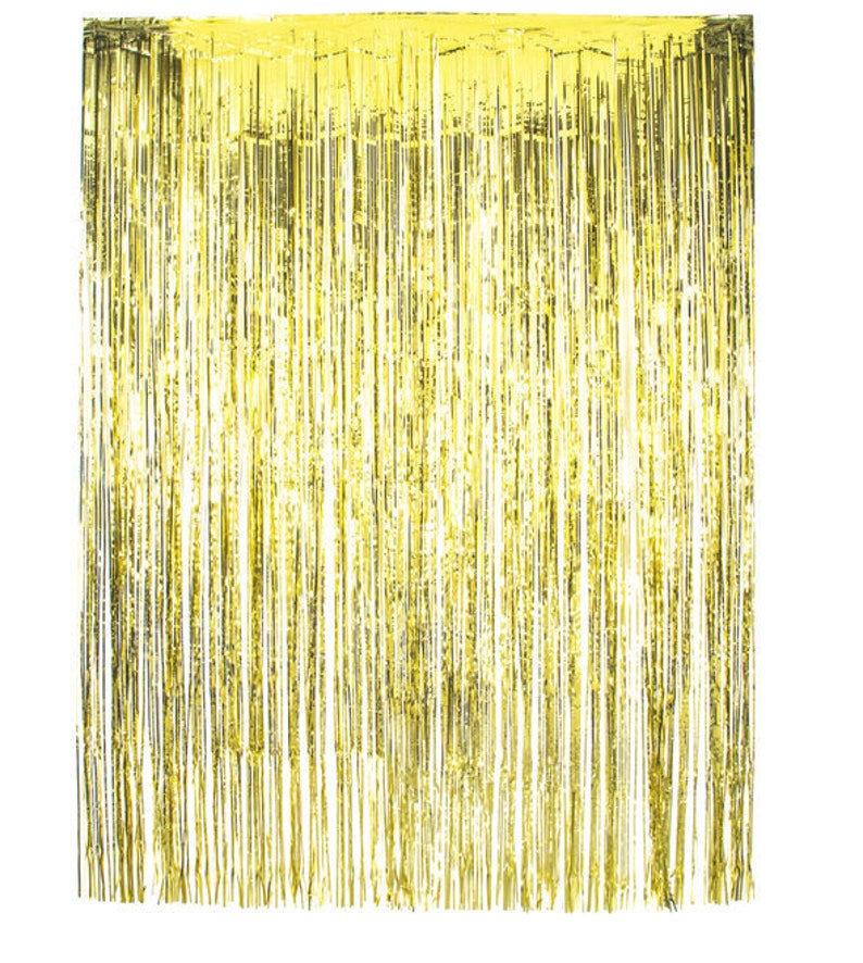 Metallic Gold Fringe Curtain Backdrop Image 0