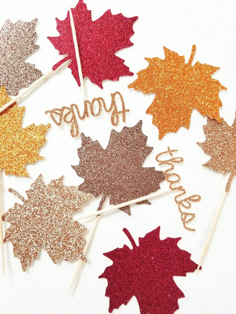 Maple Leaf Cupcake Toppers Fall Cupcake Toppers Fall Party Etsy