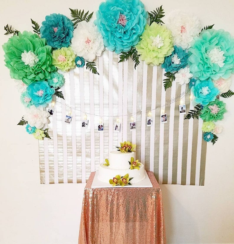 Tissue Flower Wall Tissue Paper Flower Backdrop Wedding Etsy