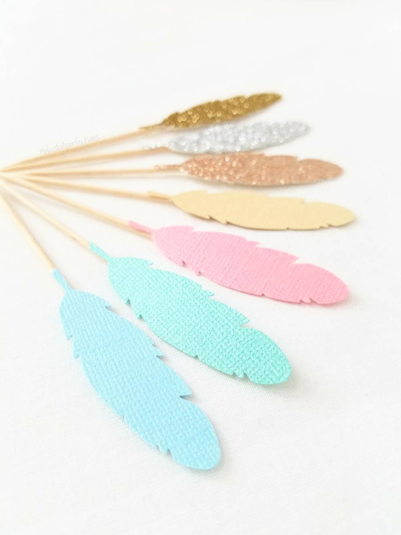 Boho Party Feather Cupcake Toppers Feather Toppers Boho Etsy