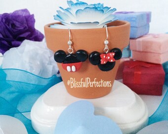 Mickey and Minnie Mouse Dangle Earrings //  Minnie Mouse Earrings // Mickey Mouse Earrings// Nickel Free Dangle Earrings // Disney Earrings