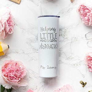 Personalized Teacher Tumbler - Laser Engraved Skinny Tumbler with straw - Custom Skinny Tumbler - Engraved Personalized Skinny Tumbler