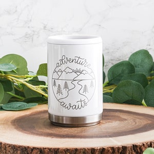 Personalized Engraved Can Drink Holder - Beer Can Cooler - Can Holder - Beer Gift - Coozie - Camping Drink Holder - Adventure - Happy Camper