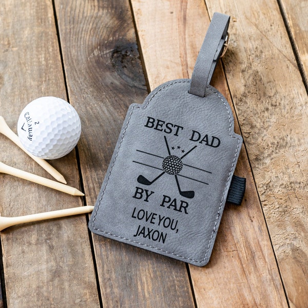 Personalized Engraved Golf Bag Tag with Tees - Leather Golf Bag Tag - Father's Day Gift - Gift for Dad - Golf Gifts - Personalized Golf Tag