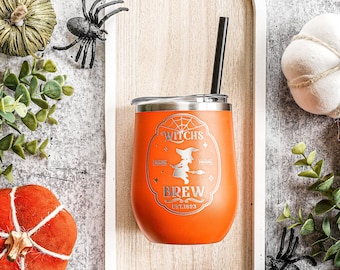 Laser Engraved Halloween Wine Tumbler – Stainless Steel Witches Brew