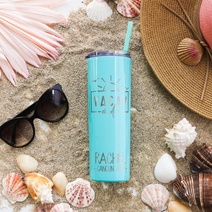 Personalized Girls Trip Tumblers - Laser Engraved Skinny Tumbler with straw - Custom Skinny Tumbler - Engraved Personalized Skinny Tumbler