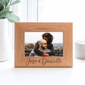 Custom Engraved Wood Picture Frame - Custom Picture Frame - Engagement Gift - Wedding Gift - Housewarming Gifts - Christmas Gift