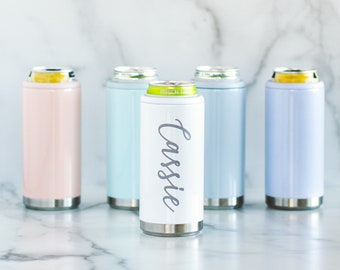 Personalized Skinny Can Holder - Engraved Drink Cozie- Custom Skinny Beverage Cooler - Skinny Can Cooler - Custom Engraved Can Holder