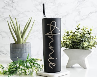 Custom Personalized Laser Engraved Skinny Tumbler with Name