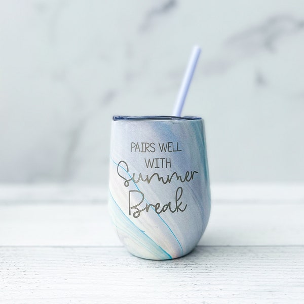 Engraved Teacher Wine Tumbler - Teacher Gift - Teacher Appreciation - Laser Engraved Wine Tumbler with straw - Teacher Tumbler - Custom Gift