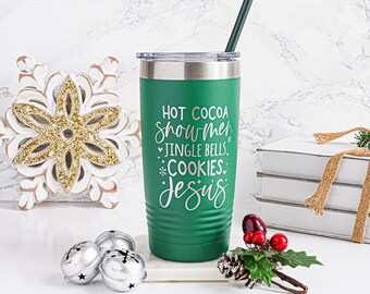 Custom Engraved Christmas Coffee Tumbler - Holiday Coffee Travel Mug - Christmas Tumbler - Personalized Christmas Cup - Travel Coffee Cup