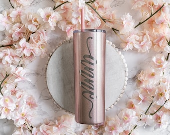 Custom Personalized Laser Engraved Skinny Tumbler with Name