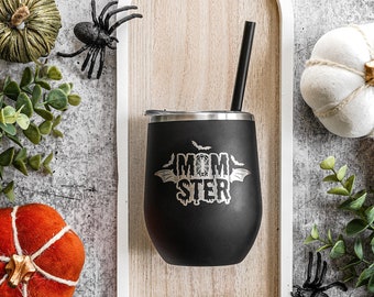 Laser Engraved Halloween Wine Tumbler – Personalized Stainless Steel Cup