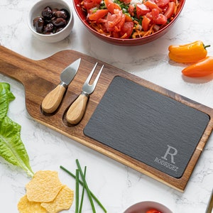 Personalized Slate Cheese Board - Custom Slate Board with Tools - Charcuterie Board - Slate Serving Tray - Wedding Gift - Engagement Gift