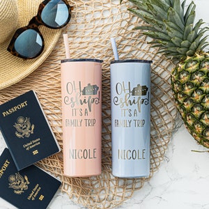 Group Cruise Tumblers - Cruise Cups - Personalized Girls Trip Tumblers - Laser Engraved Skinny Tumbler with straw - Custom Skinny Tumbler