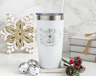 Custom Engraved Christmas Coffee Tumbler - Holiday Coffee Travel Mug - Christmas Tumbler - Personalized Christmas Cup - Travel Coffee Cup