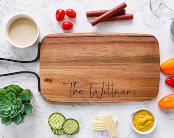 Personalized Charcuterie Cheese Board - Custom Serving Board with Handle - Engraved Serving Tray - Cheese Board - Bread Board - Wedding Gift