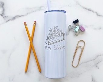 Personalized Teacher Tumbler - Laser Engraved Skinny Tumbler with straw - Custom Skinny Tumbler - Engraved Personalized Skinny Tumbler