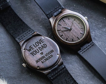 Personalized Engraved Wood Watch – Gift for Dad, Anniversary