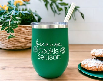 Engraved Girl Scout Wine Tumbler - Girl Scout Leader Gift - Laser Engraved Wine Tumbler with straw - Cookie Manager - Custom Gift